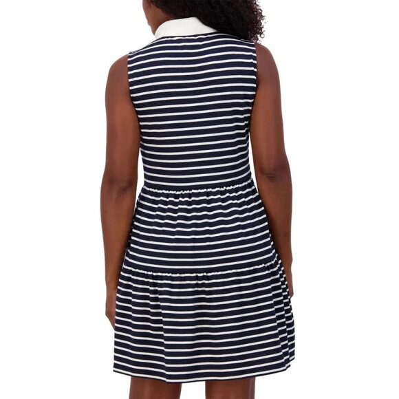 Nautica Jeans Women's Tiered Collar Sleeveless Dress Navy/Ivory Size XXL "NEW" - Picture 3 of 3